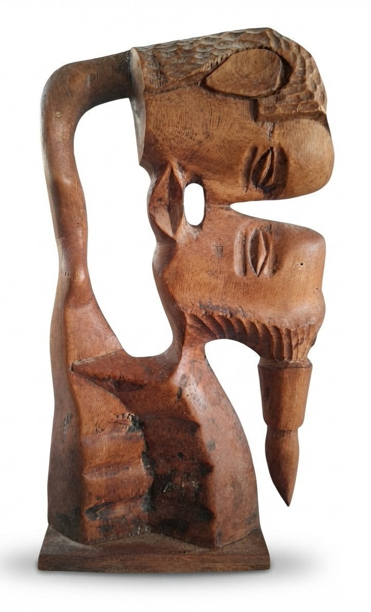 bijzonder mooi houten sculptuur jaren 50, Verzenden
