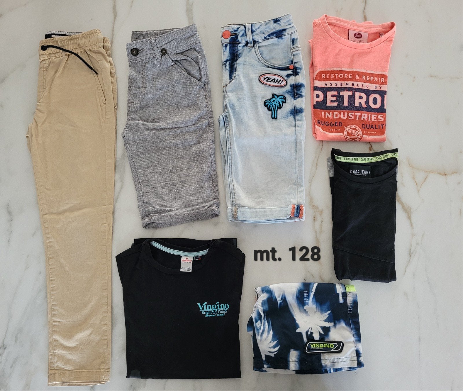 Pakket jongen mt 128 zomer (merkjes), Gebruikt, Ophalen of Verzenden, Setje, Allerlei