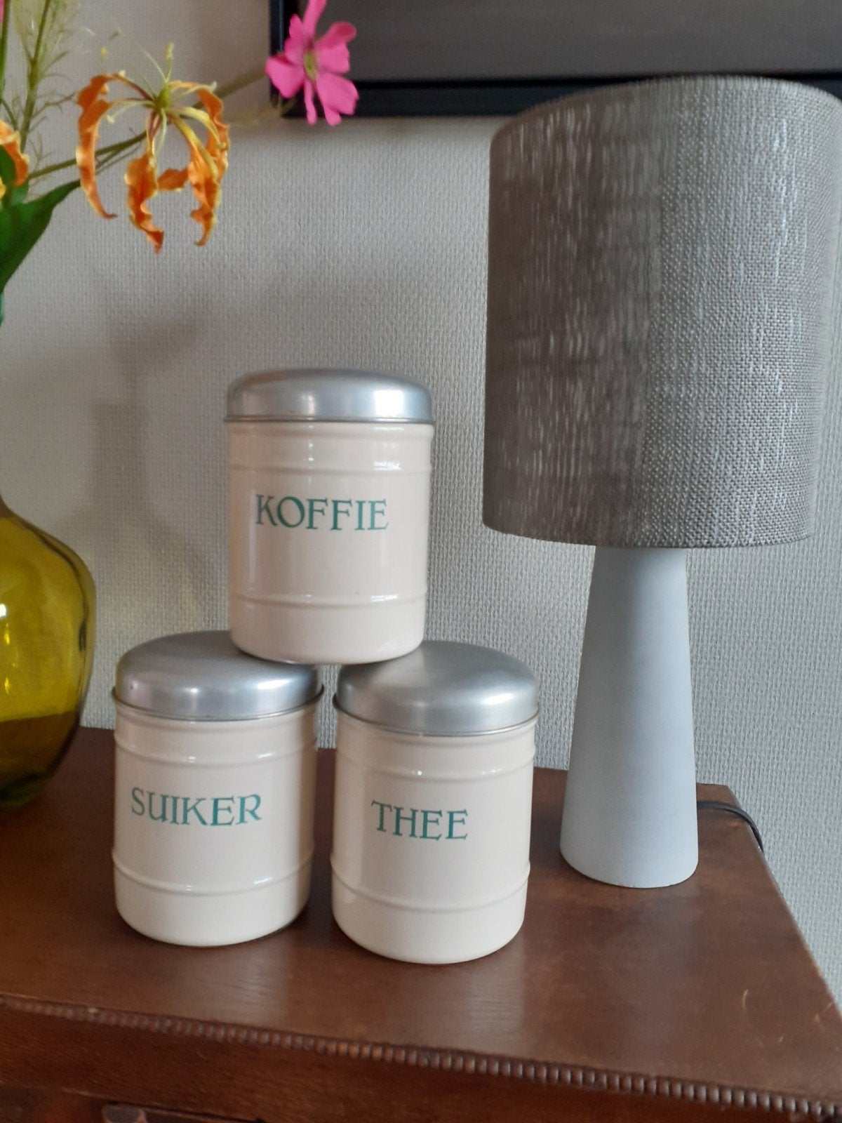 Vintage voorraadpotten: Koffie, Suiker, Thee, Ophalen of Verzenden