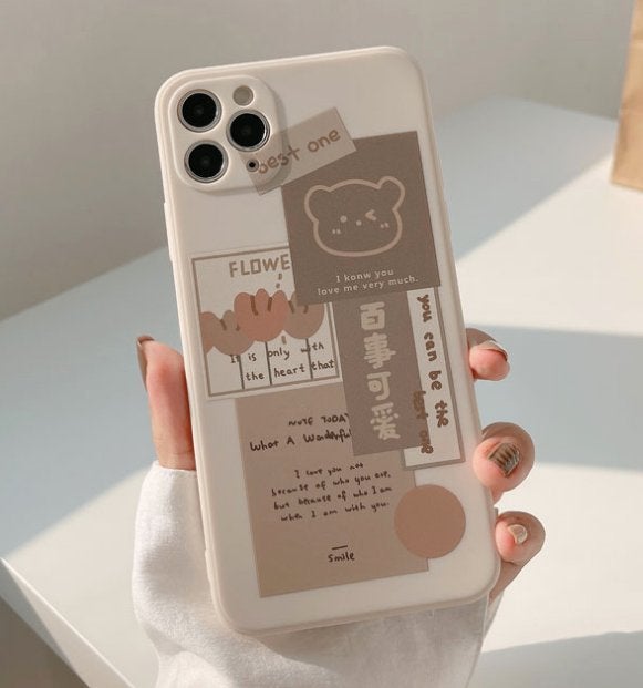 Beige hoes iphone 12 pro case Koreaanse Beer Siliconen Cover, Telecommunicatie, Nieuw, Hoesje of Tasje, Ophalen of Verzenden, Siliconen