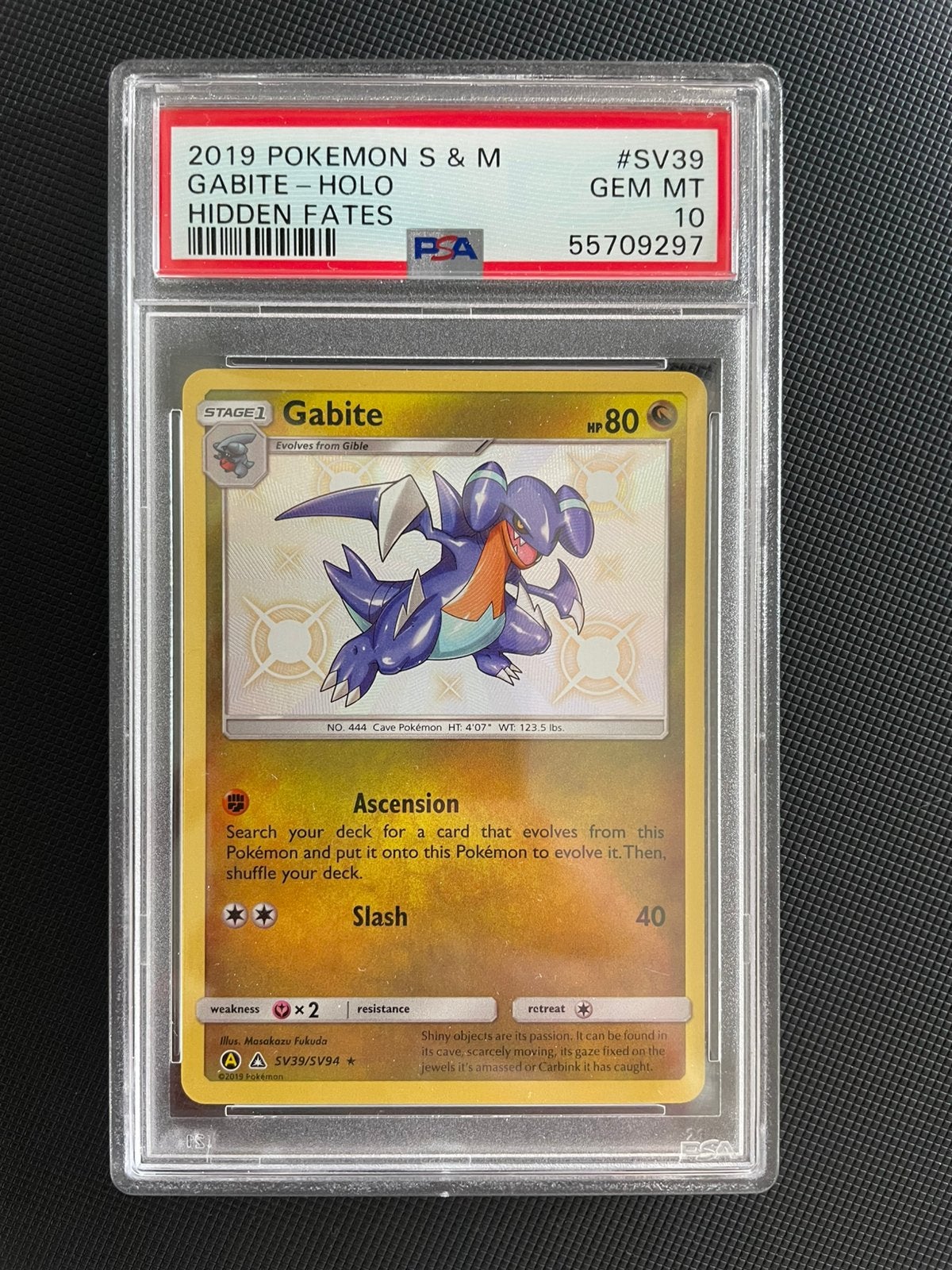 Gabite Holo PSA 10 GEM MT - Hidden Fates SV39/SV94, Ophalen of Verzenden, Nieuw, Losse kaart, Foil