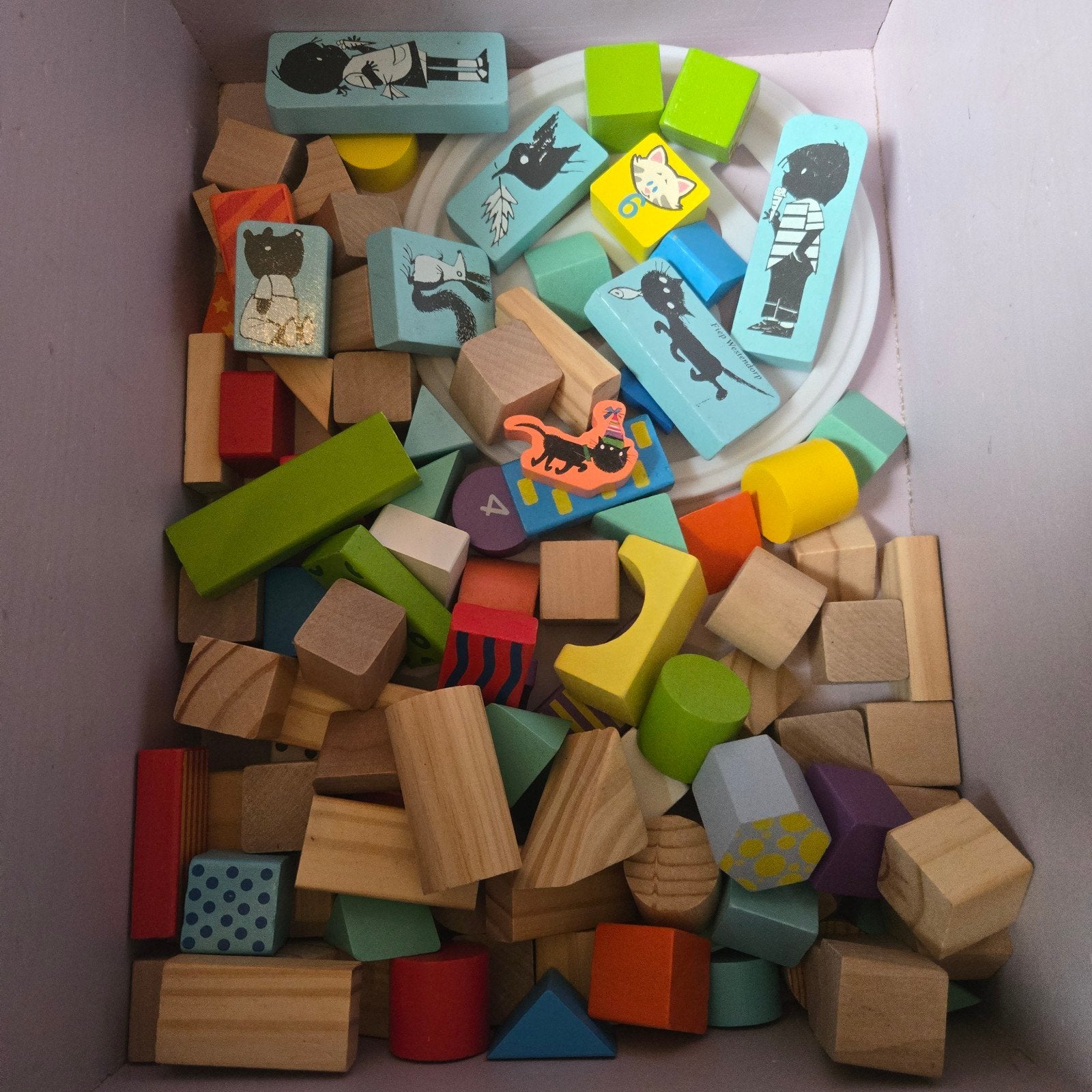 Houten speelblokken oa Hema Jip en Janneke huisje, hondenhok, Ophalen of Verzenden, Gebruikt, Overige merken