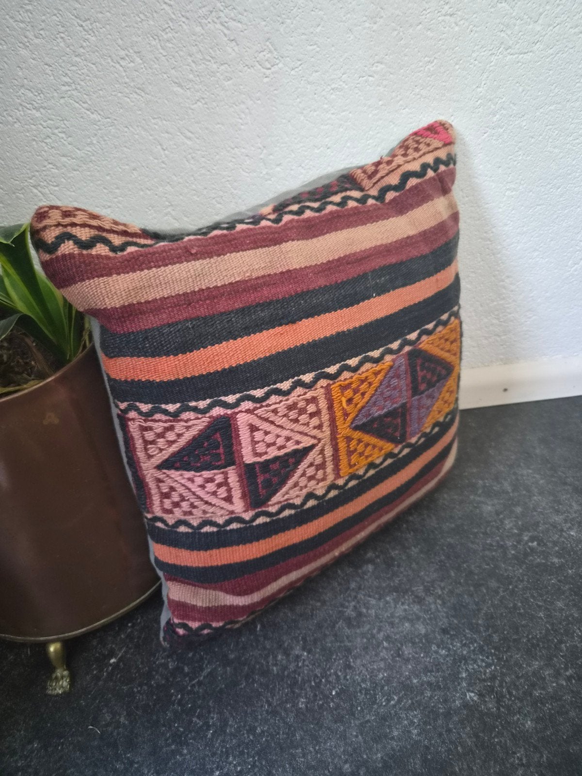 Vintage kelim kussen - nr. 3, Ophalen, Gebruikt, Overige kleuren, Vierkant