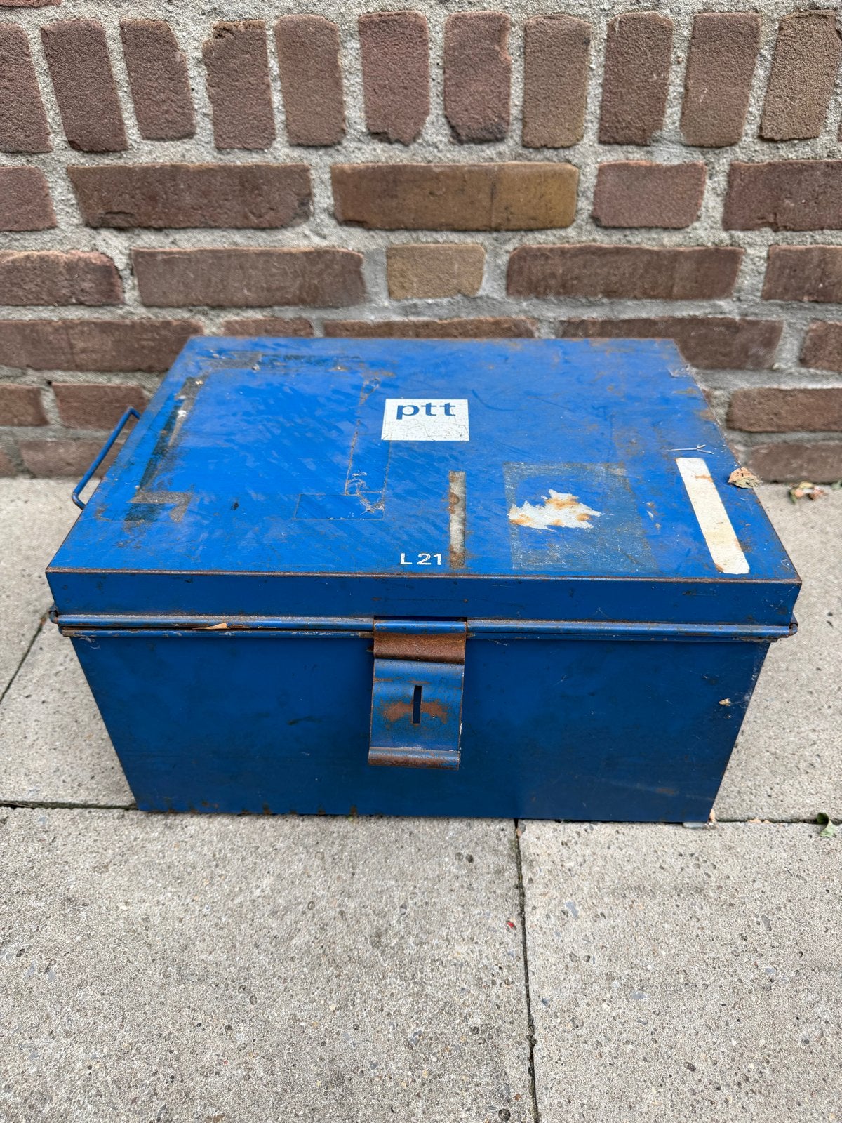 Vintage PTT Gereedschapskist - Blauw Metaal, Ophalen, Gebruikt