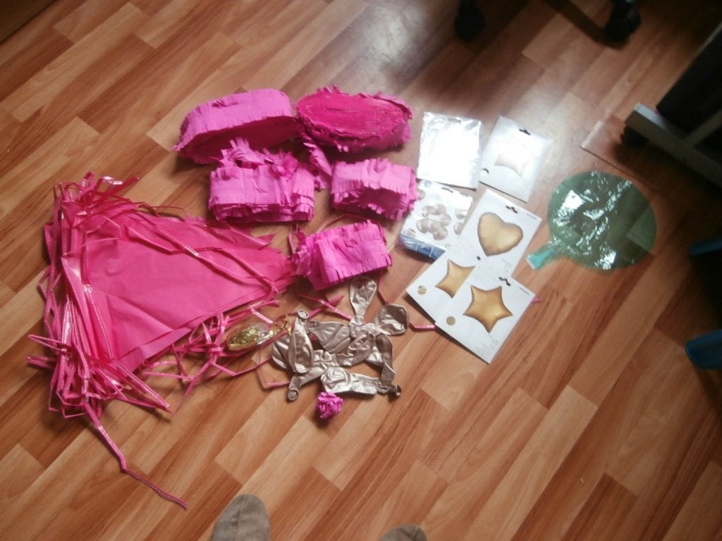 slinger roze ballonnen goud ballon hart ster vlaggen nieuw, Hobby en Vrije tijd, Feestartikelen, Ophalen of Verzenden, Zo goed als nieuw