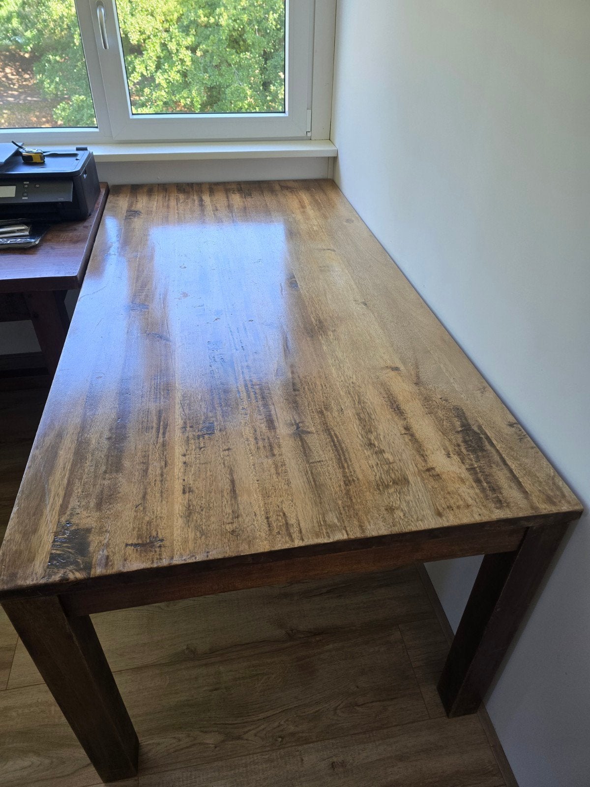 Houten tafel/bureau in zeer goede staat, Zo goed als nieuw, 150 tot 200 cm, Vier personen, Rechthoekig