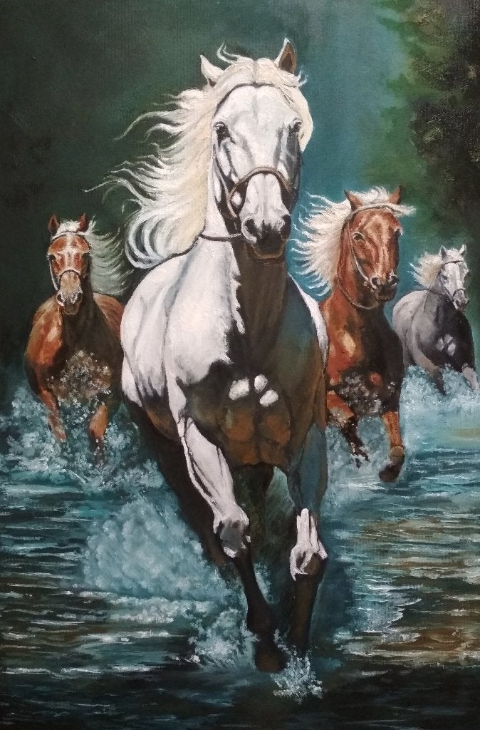 "Vrijheid!!!...", Antiek en Kunst, Handgeschilderd, Verzenden, Dieren, Olieverf