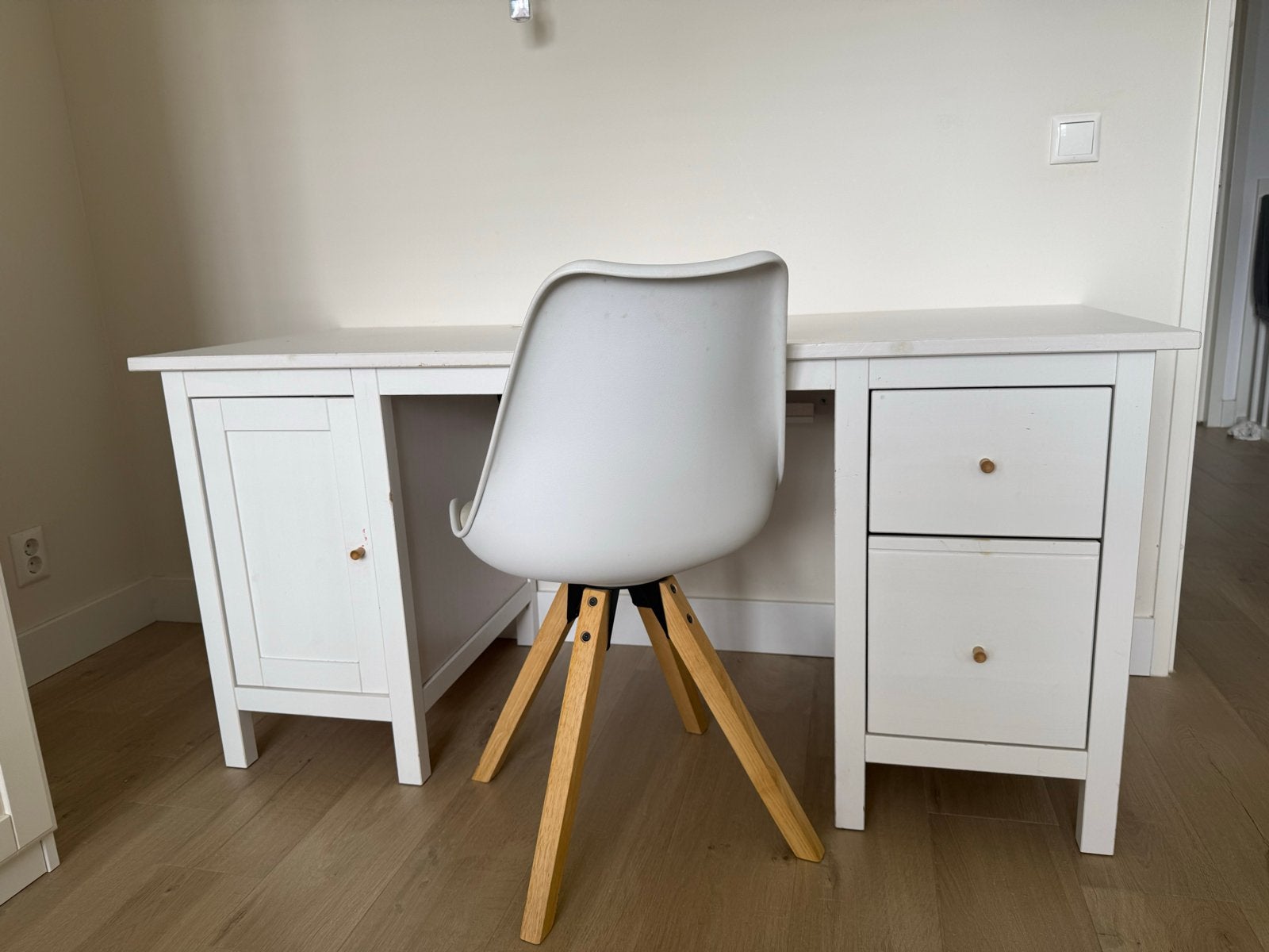 IKEA Hemnes Bureau Wit met Lades en Kast en Stoel, Ophalen, Gebruikt, IKEA, Computerbureau