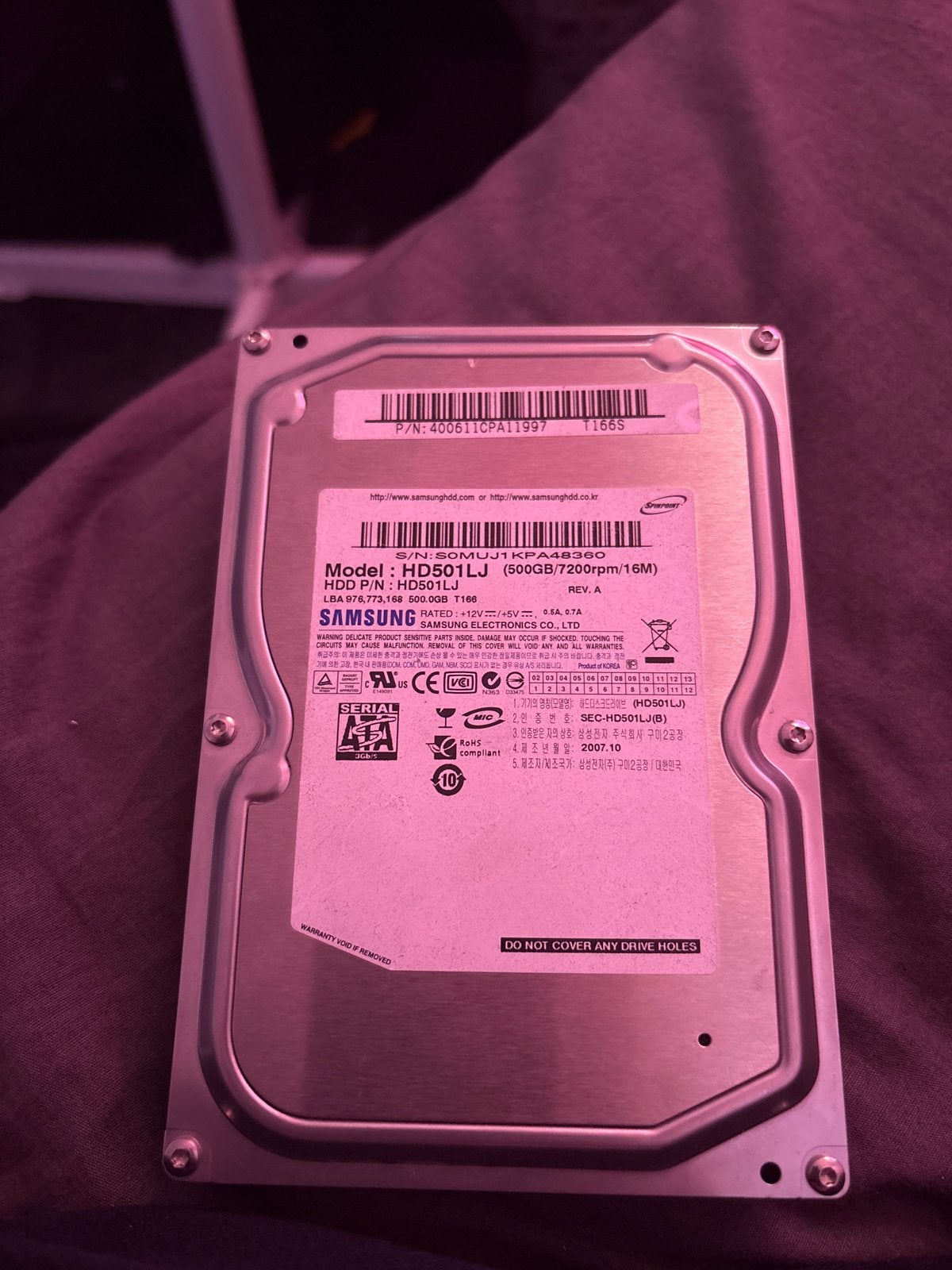 Samsung HD501LJ 500GB HDD SATA Intern, Intern, Gebruikt, Server, Ophalen of Verzenden