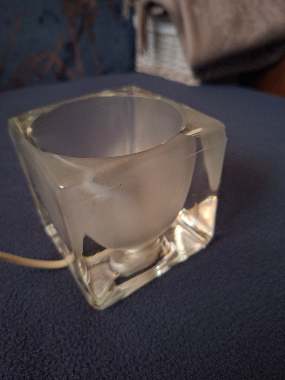 Vintage Ice Cube Peill & Putzler glazen tafellamp - Max 40W, Met schakelaar, Wit, Overige merken, Gebruikt