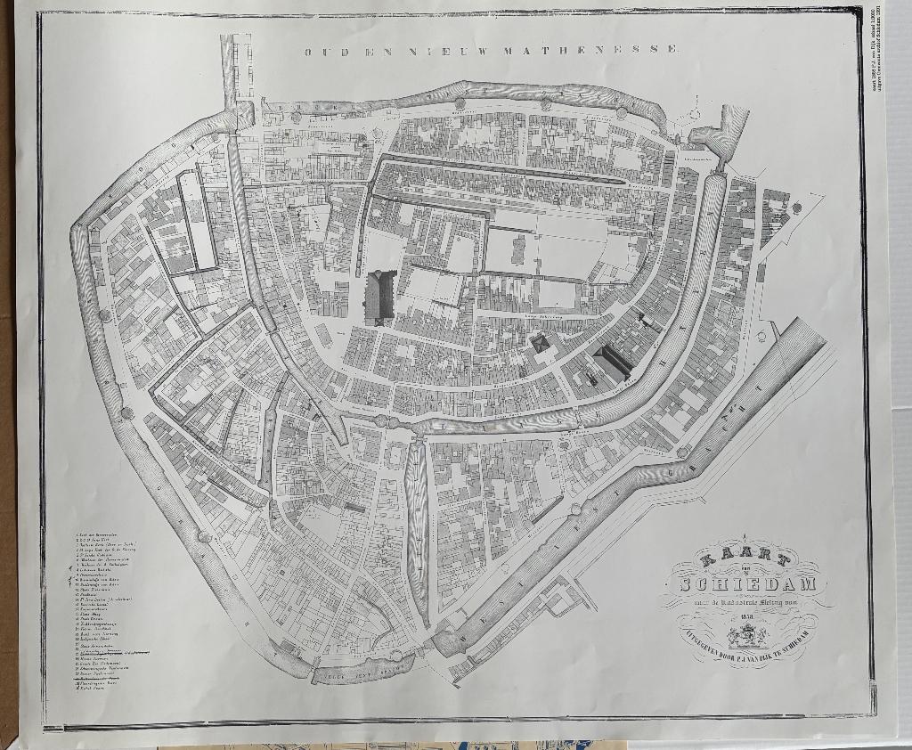 Herdruk kaart van Schiedam uit 1858, Boeken, Landkaart, 1800 tot 2000, Nederland, Ophalen