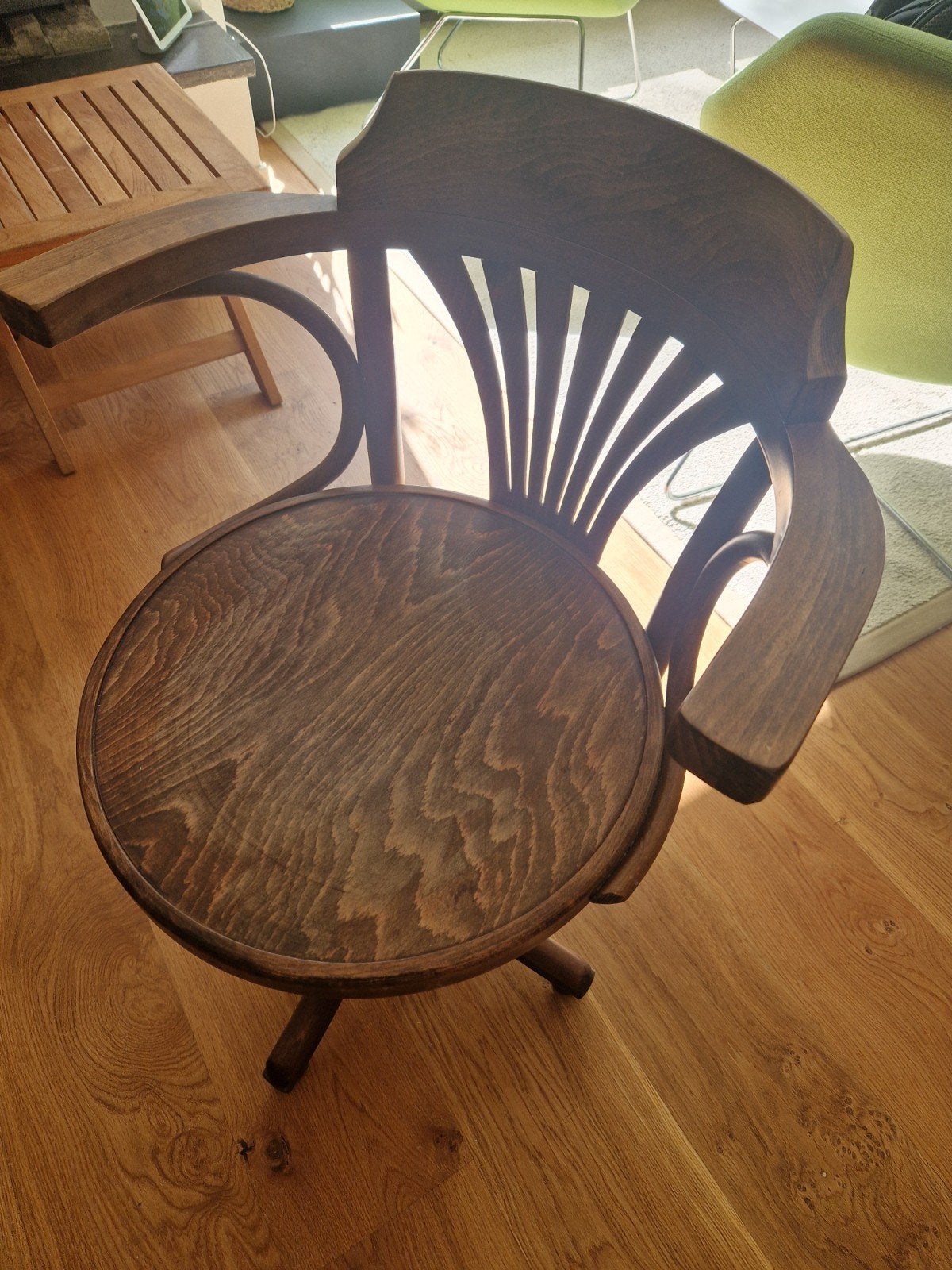 Vintage houten bureaustoel, Antiek en Kunst, Ophalen