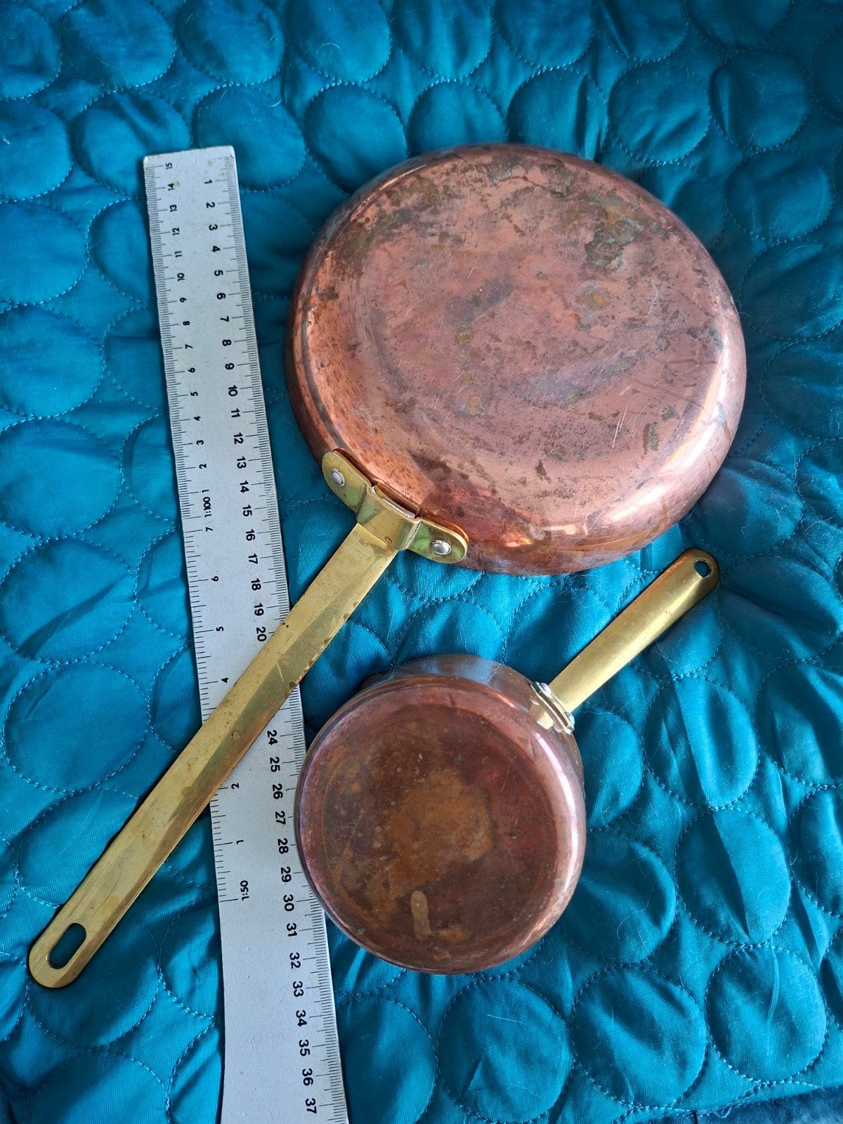 Set koperen koekenpannetjes - Vintage Stijl, Koekenpan, Met handvatten, Ophalen of Verzenden, Overige merken