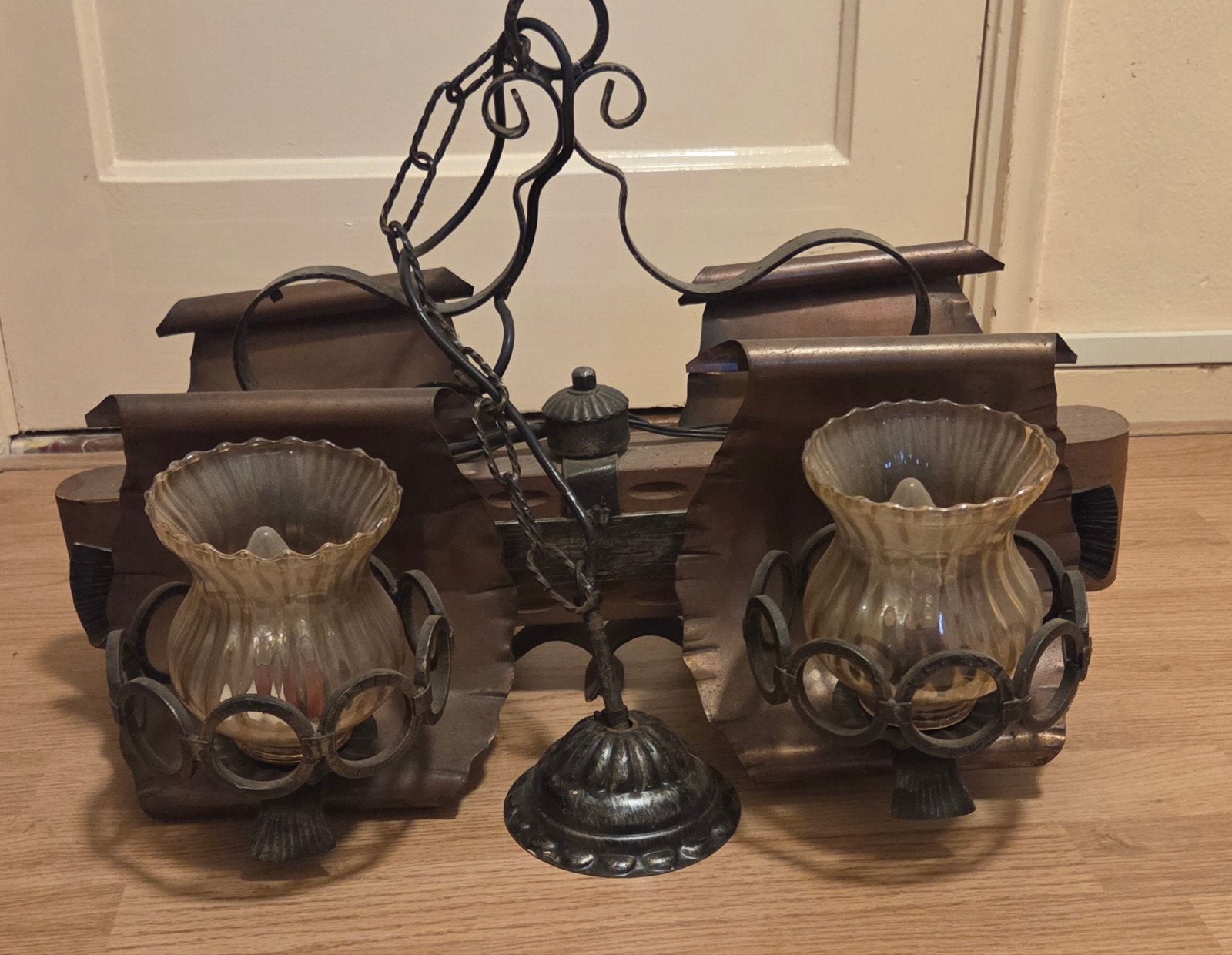 Vintage hanglamp., Ophalen, Gebruikt, Natuurlijk materiaal