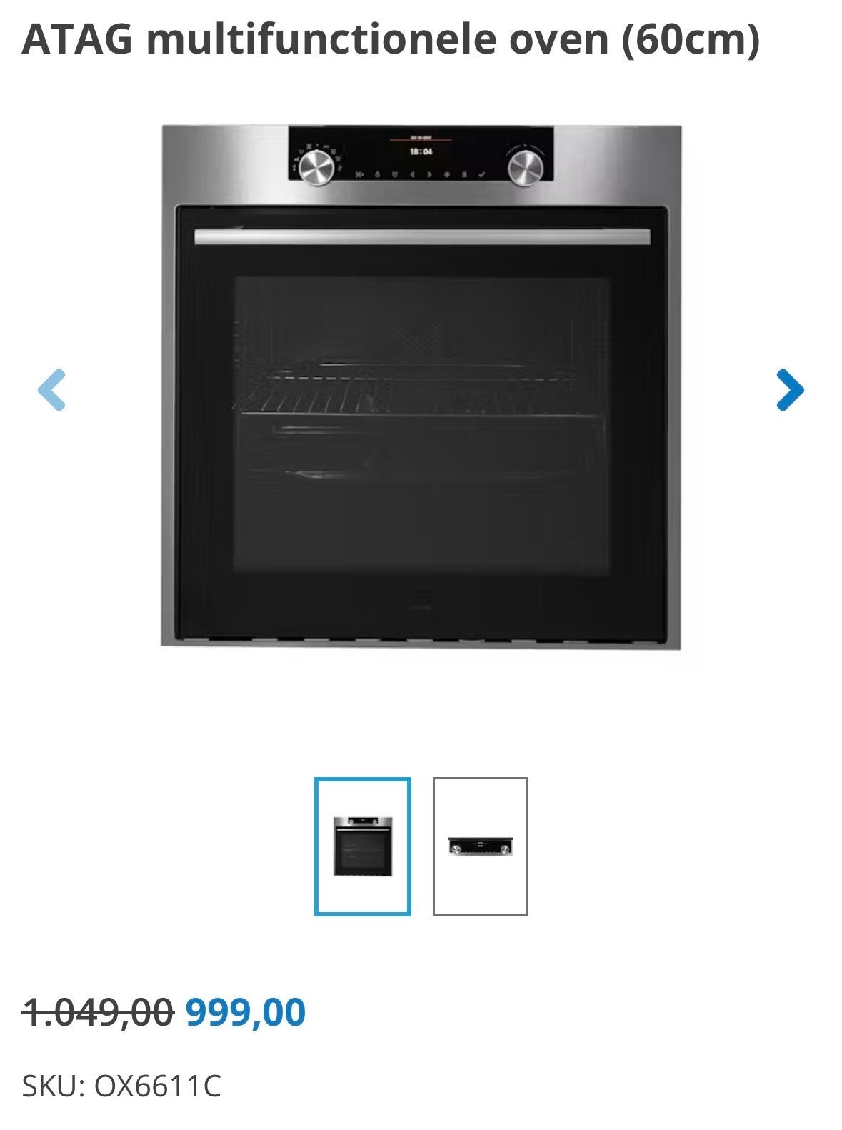 ATAG multifunctionele oven (60cm), Ophalen, Oven, 60 cm of meer, Nieuw