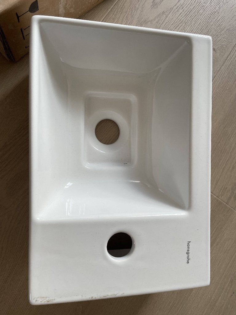 Hansgrohe Xevolos E fonteintje 36x25 NIEUW, links/rechts, Ophalen, Nieuw, Wastafel