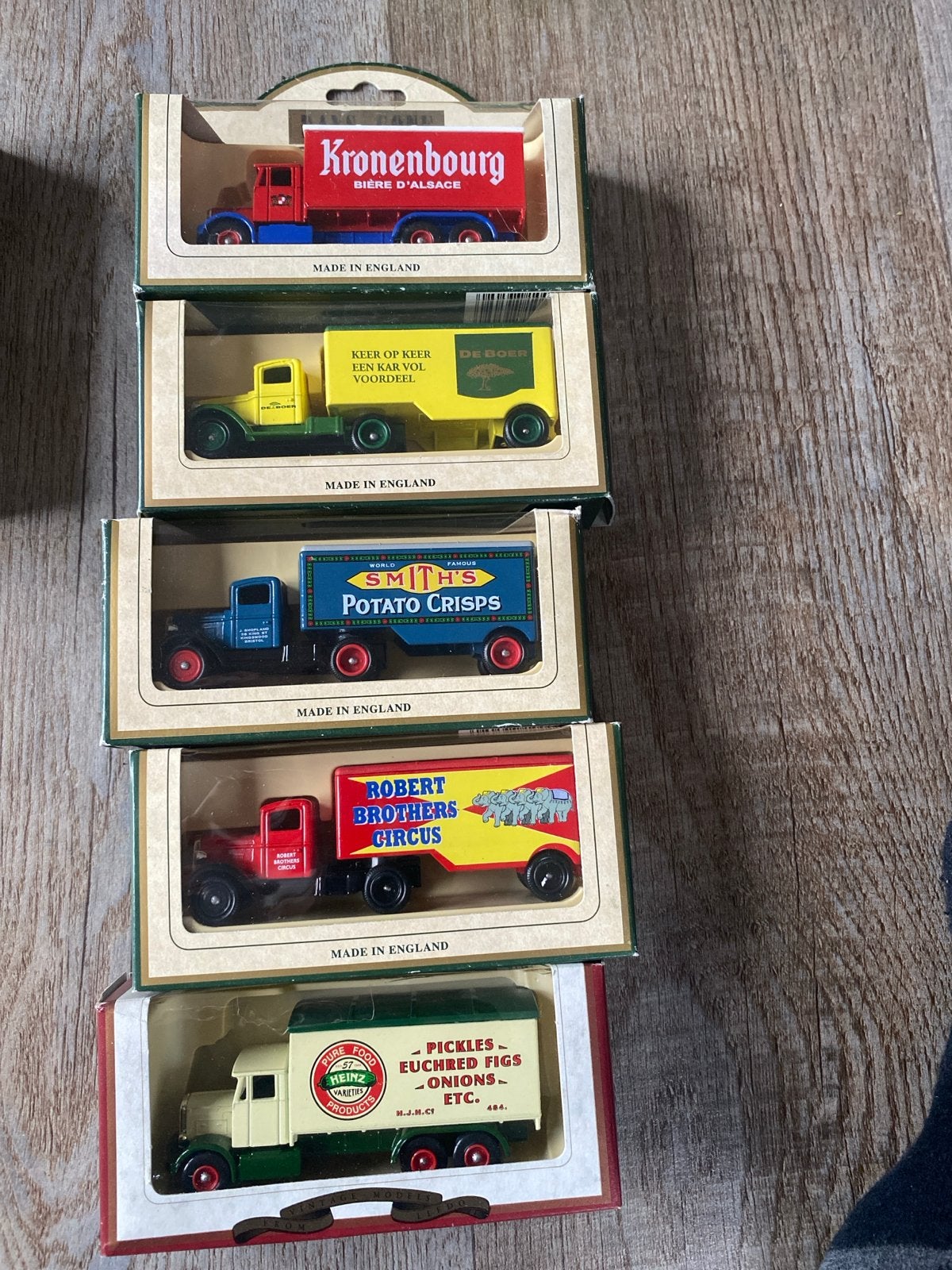 Set van 5 Vintage Model Vrachtwagens - Made in England, Overige merken, 1:32 tot 1:50, Ophalen of Verzenden, Zo goed als nieuw