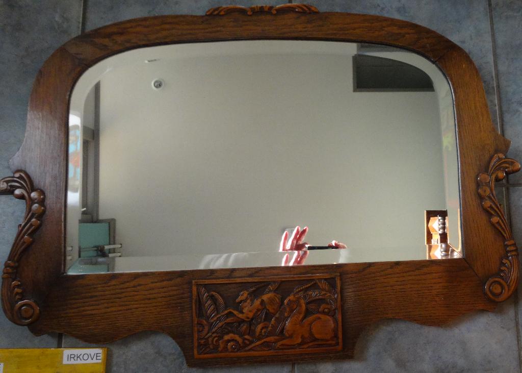 ART DECO * FRAAIE SPIEGEL * Met Herten *, Antiek en Kunst, Antiek | Spiegels, Ophalen of Verzenden, Rechthoekig, 50 tot 100 cm