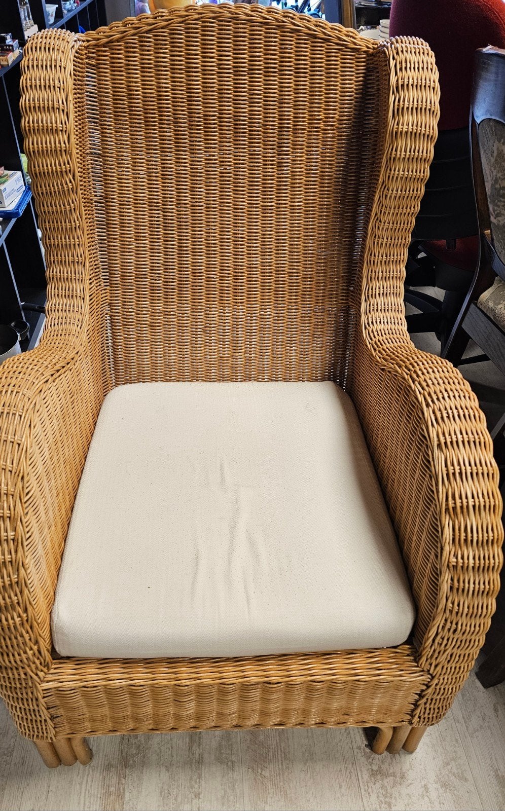 Mooie rotan stoel met kussen, Ophalen of Verzenden