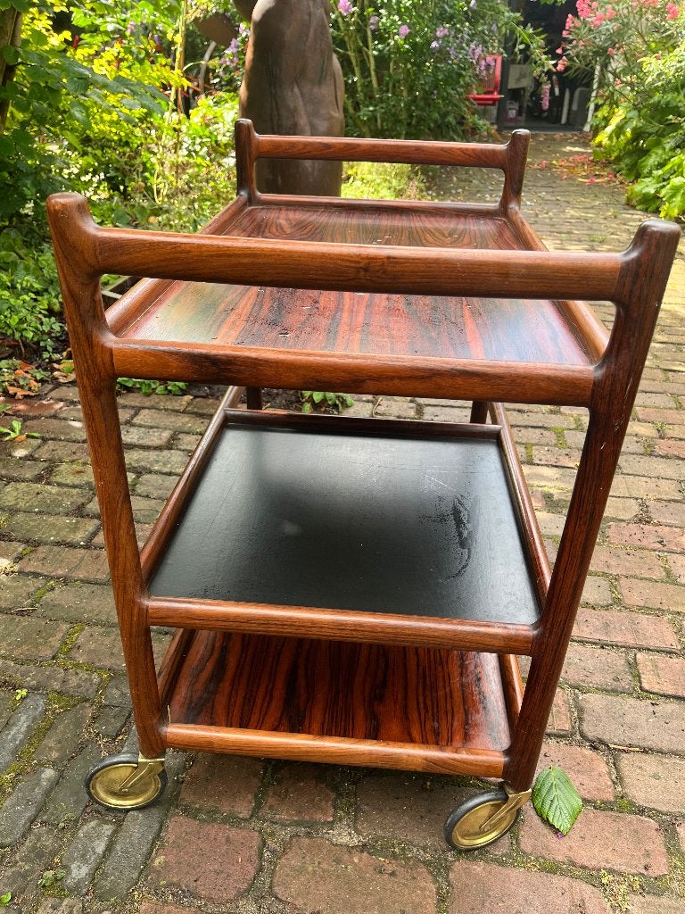 Henning Koch Silkeborg serveerwagen trolly Deens Pallisander, Ophalen, 25 tot 50 cm, Rechthoekig, Overige houtsoorten