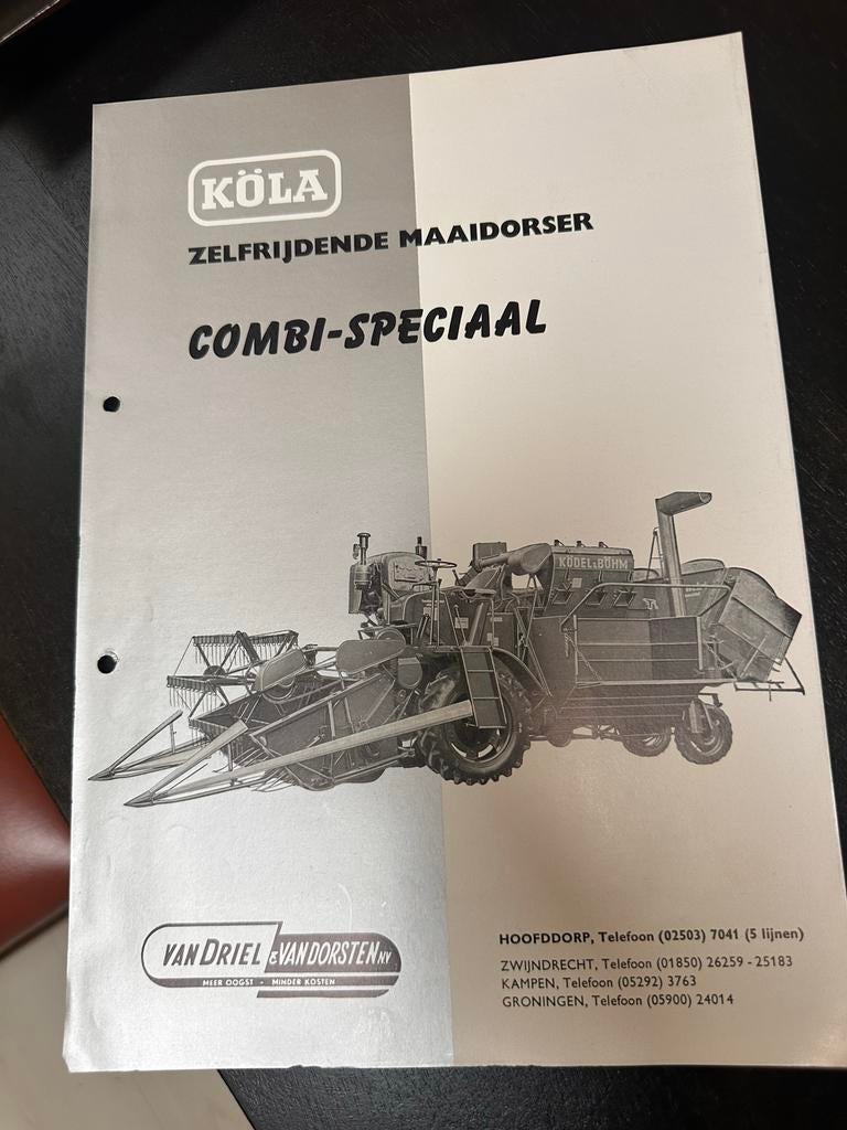 Oude folder jaren 60: KÖLA Zelfrijdende Maaidorser Combi-Spe, Ophalen of Verzenden, Zo goed als nieuw, Overige typen