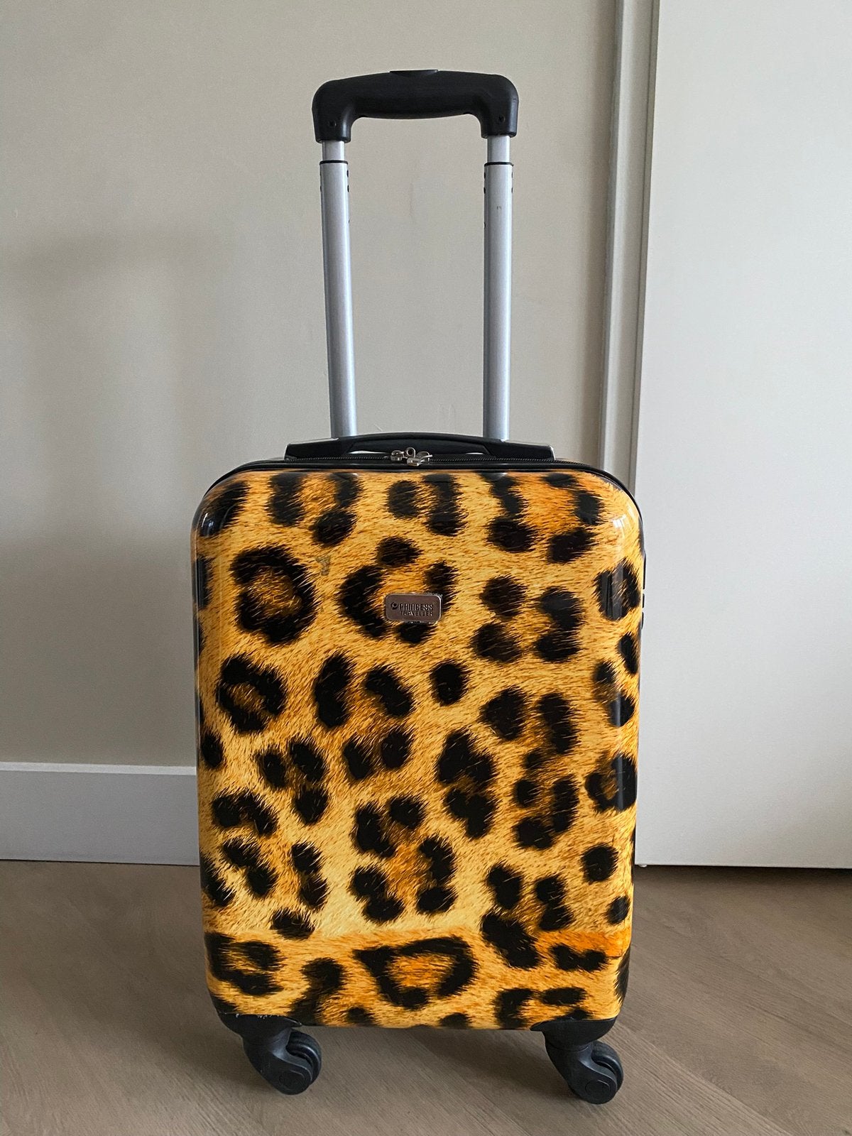 Handbagage koffer princess cabine koffer panter luipaard, Ophalen, 50 tot 60 cm, Hard kunststof, Zo goed als nieuw