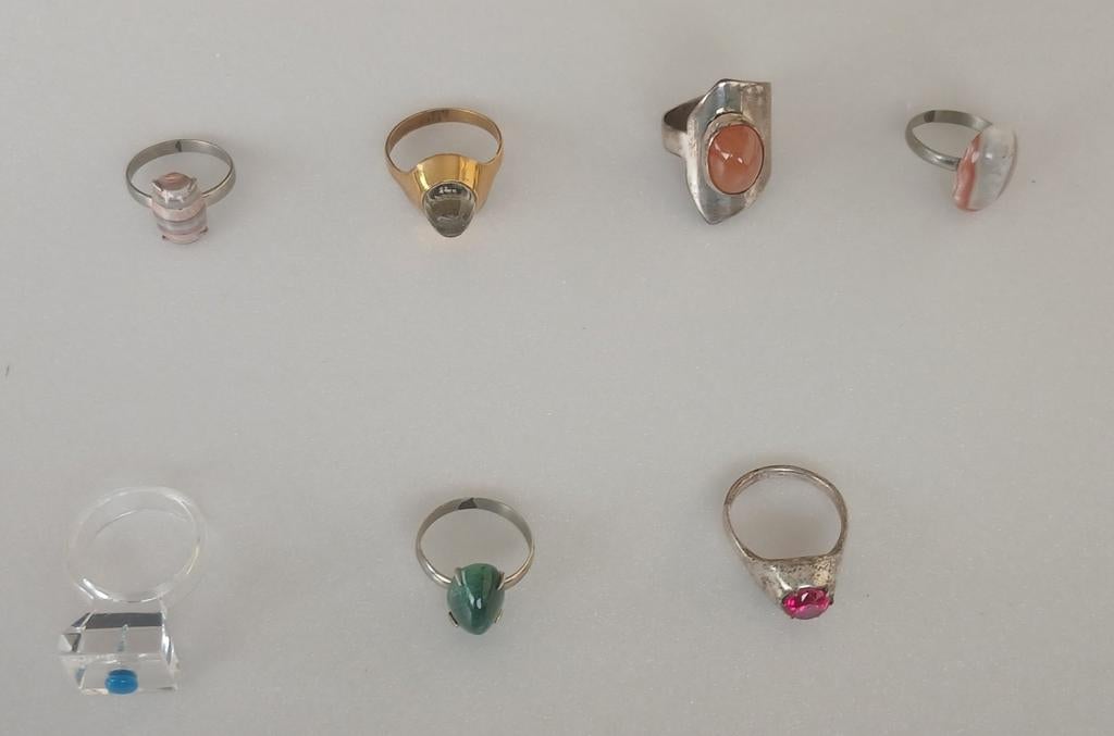 6 vintage handgemaakte ringen met edelstenen, Sieraden, Tassen en Uiterlijk, Ringen, Ophalen of Verzenden