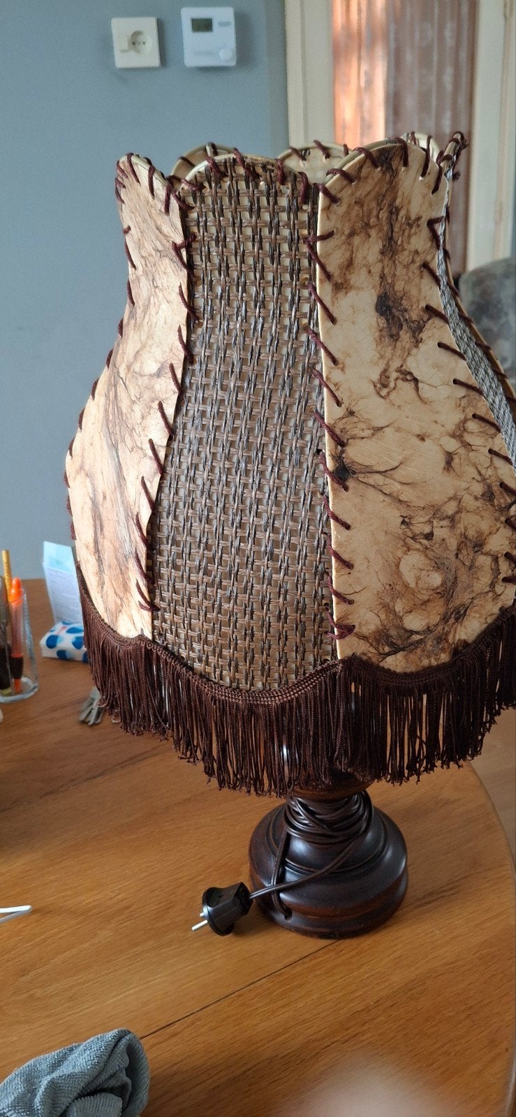 mooie vintage schemerlamp ....bieden, Ophalen, Rond