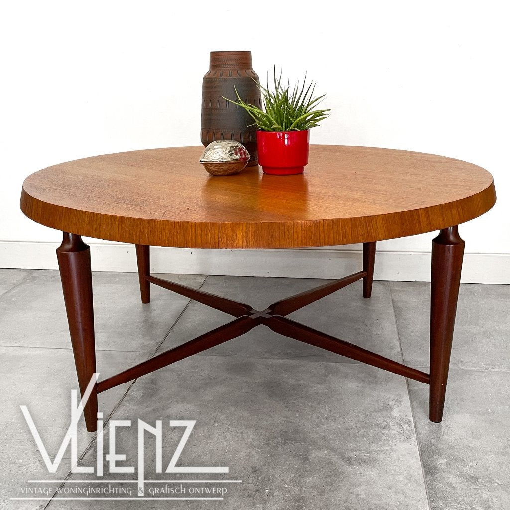 Midcentury, vintage salontafel rond Louis van Teeffelen WéBé, Ophalen, Huis en Inrichting