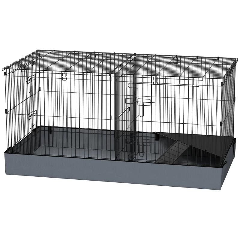 PawHut 2-in-1 Dwerghamsterkooi met Zachte Bodem, Zitstokken, Dieren en Toebehoren, Knaagdieren en Konijnen | Hokken en Kooien