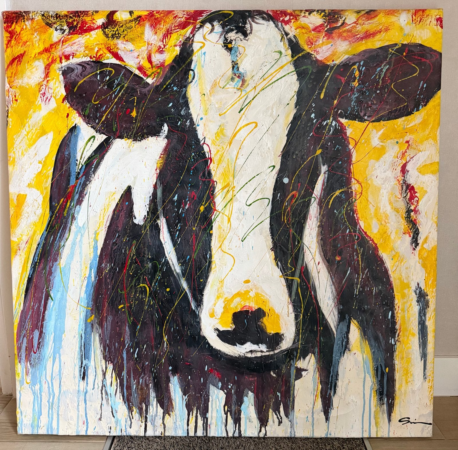 Handgeschilderd schilderij van bekende schilder - Koe, Ophalen, Handgeschilderd, Dieren