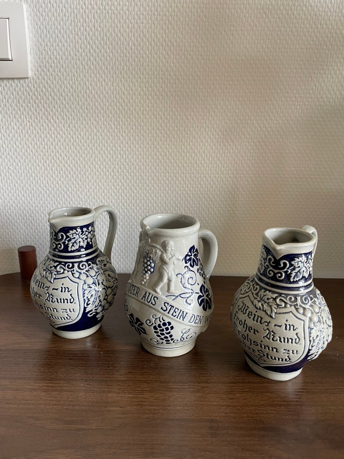 Vaasjes uit Duitsland wijnvaasjes grijs blauw, Ophalen of Verzenden