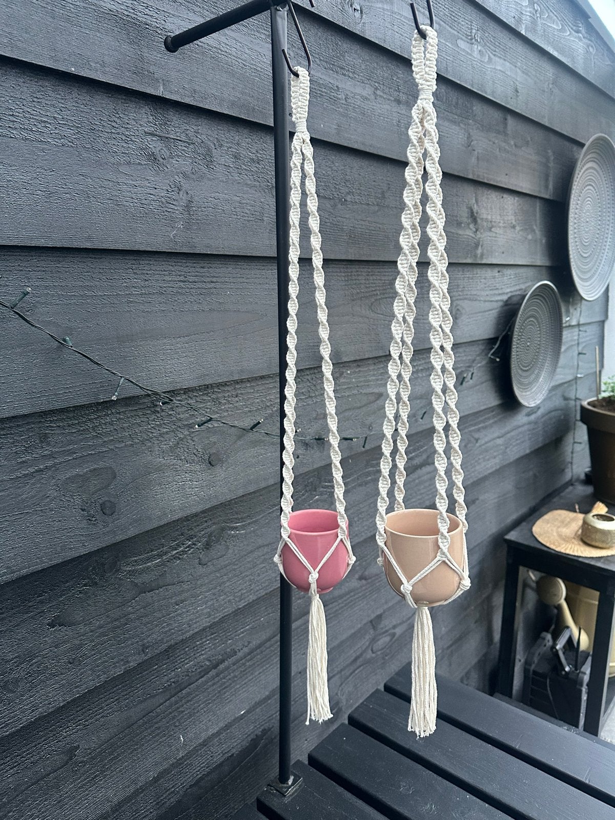 Macramé plantenhangers met potjes, Overige materialen, Rond, Binnen, Ophalen of Verzenden