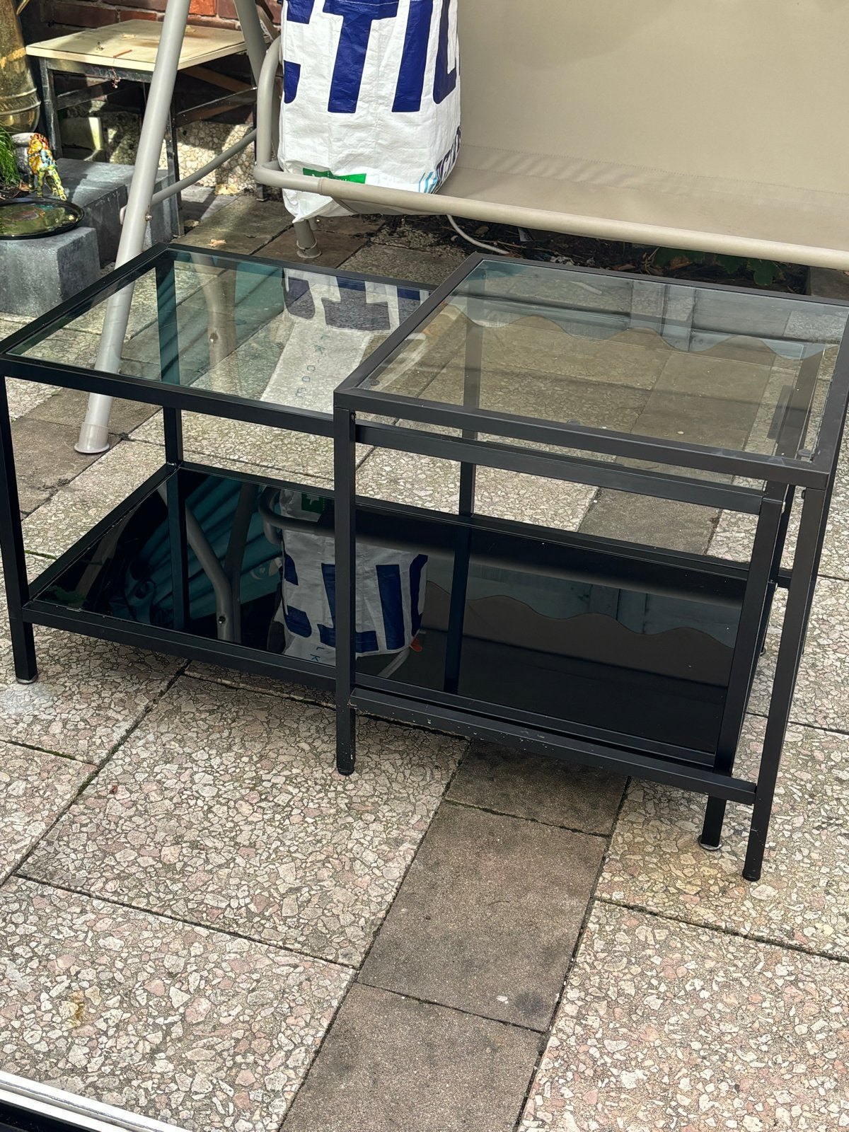 IKEA Vittsjö salontafel/bijzettafel met glas, Ophalen, 50 – 75, Gebruikt, 100 tot 150 cm