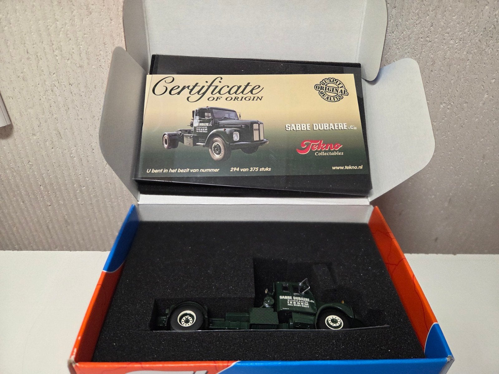 Tekno Scania L 110 torpedo met bomenlier  GVI, Ophalen of Verzenden, Zo goed als nieuw, Bus of Vrachtwagen, Tekno