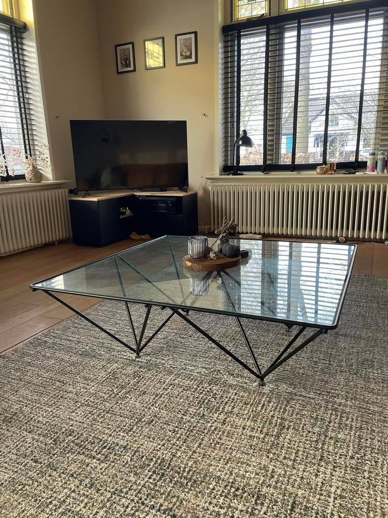 Vintage Paolo Piva design salontafel, Gebruikt, 100 tot 150 cm, Glas, Minder dan 50 cm