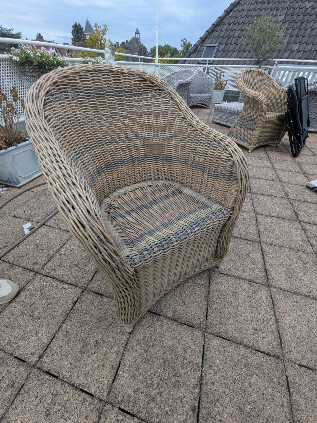 Wicker Loungeset met 4 stoelen en bijzettafel, Ophalen of Verzenden