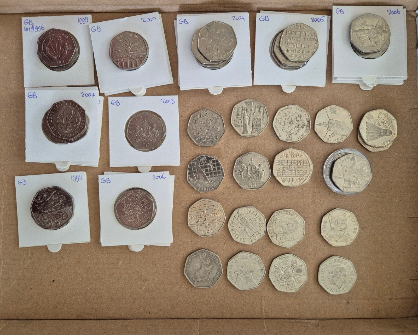 Verzameling van 50 pence munten uit Groot-Brittannië, Ophalen of Verzenden, Overige typen
