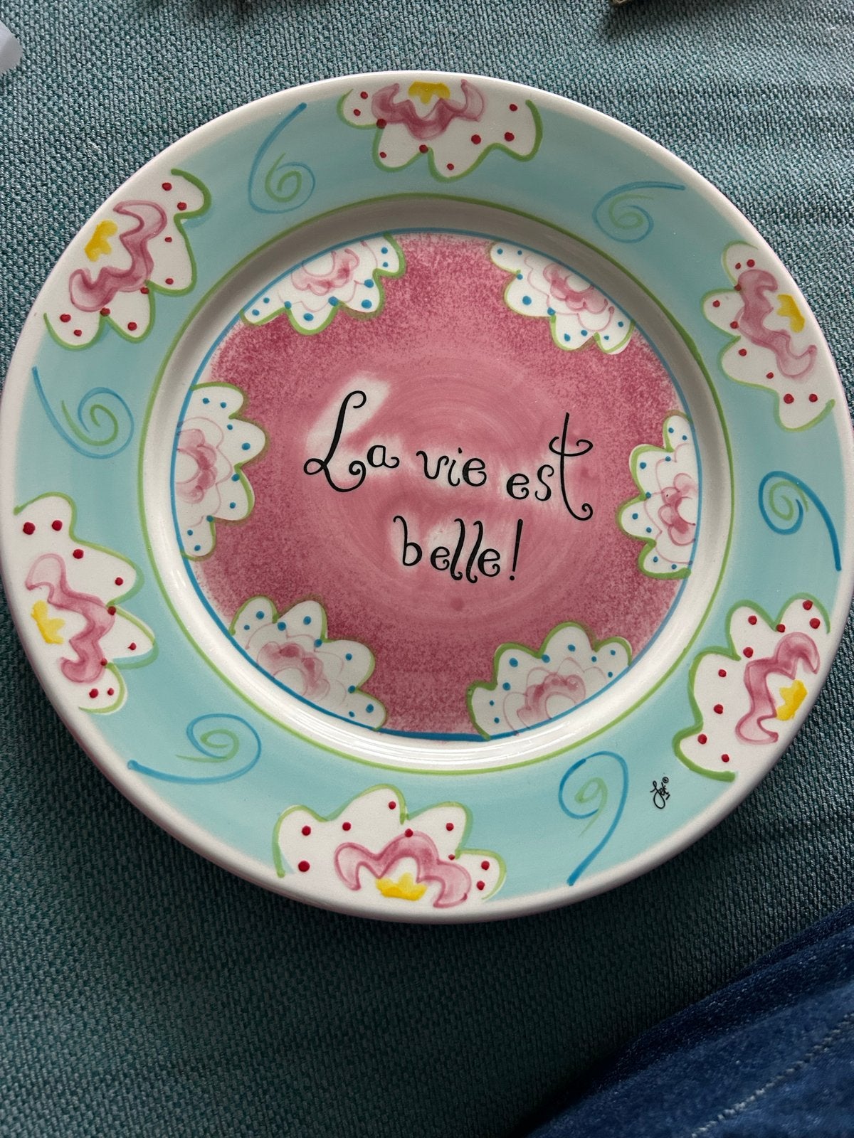 Decoratief bord "La vie est belle!" - Keramiek, Overige merken, Keramiek, Ophalen of Verzenden, Zo goed als nieuw