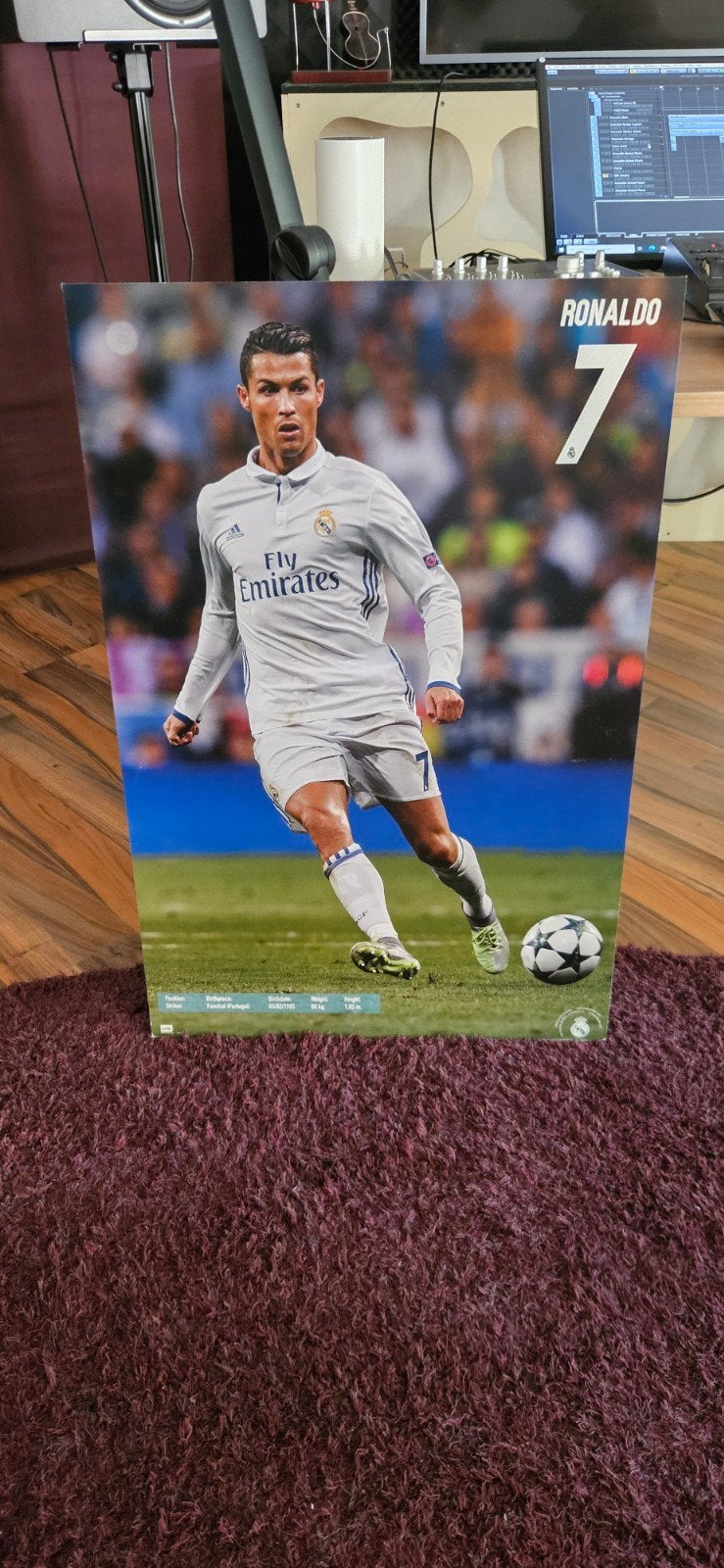 Cristiano Ronaldo houten poster - Zo goed als nieuw, Huis en Inrichting, Ophalen of Verzenden, Zo goed als nieuw, Foto of Poster