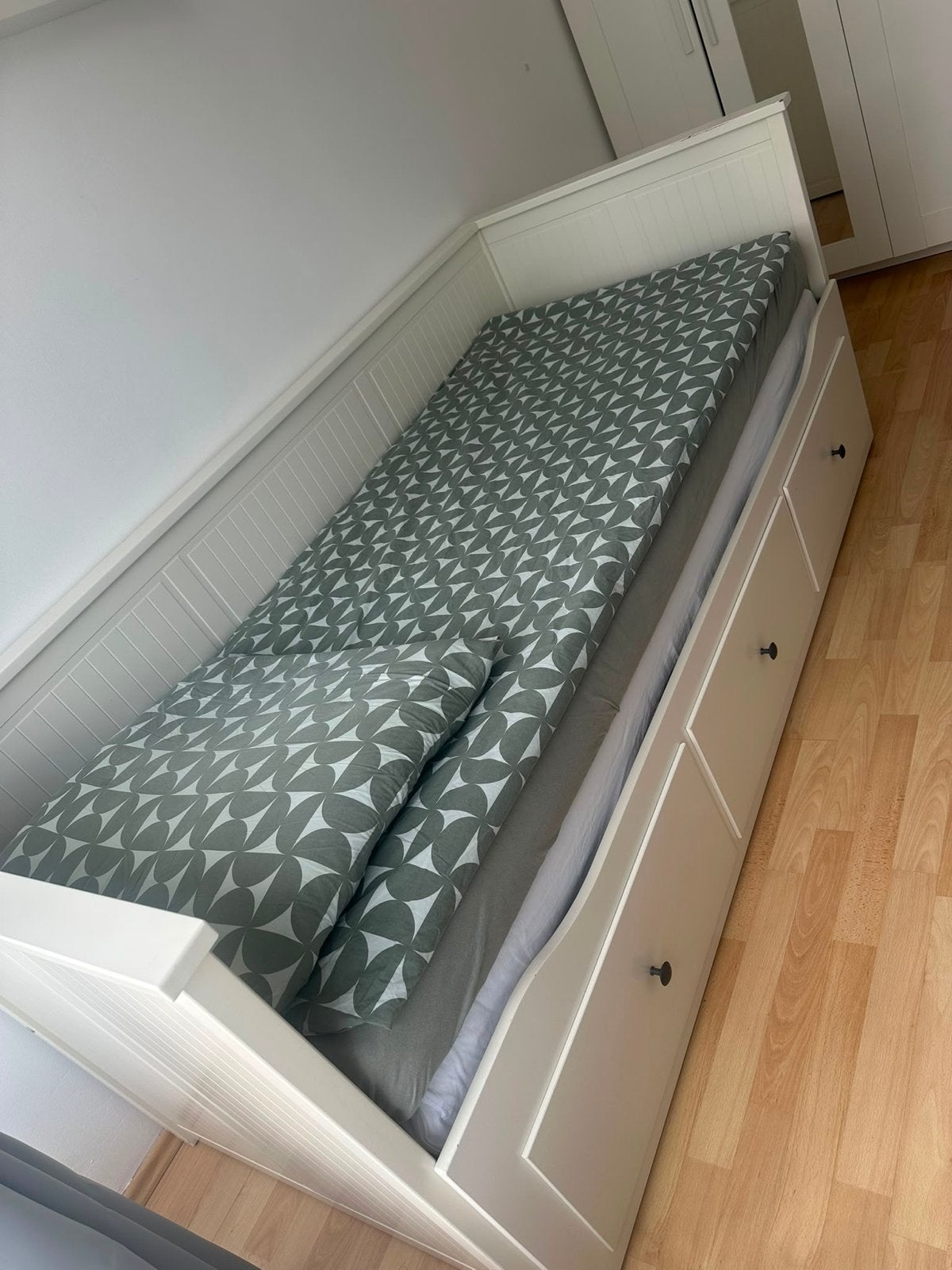 IKEA HEMNES Bedbank met 3 lades - Wit - inclusief matrassen, Ophalen, Wit, Tweepersoons, 80 cm