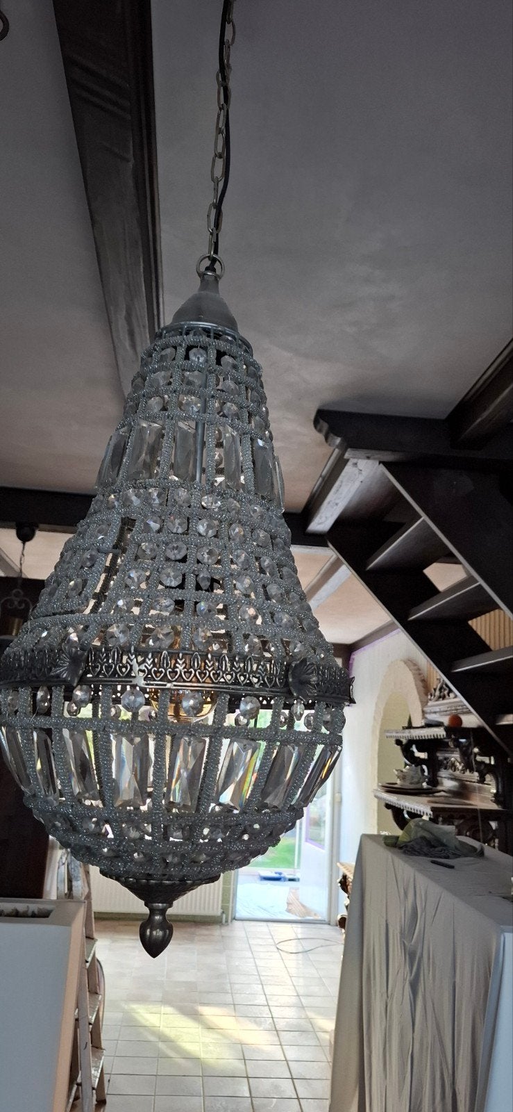 PMT lamp / Kroonluchter met kristallen, Ophalen