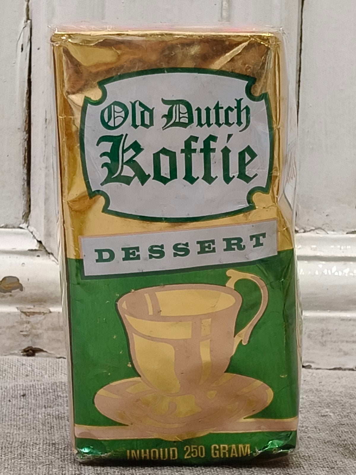 Oud vol pak Old Dutch dessert koffie, Broekema Groningen, Verzamelen, Merken en Reclamevoorwerpen, Ophalen of Verzenden, Gebruikt