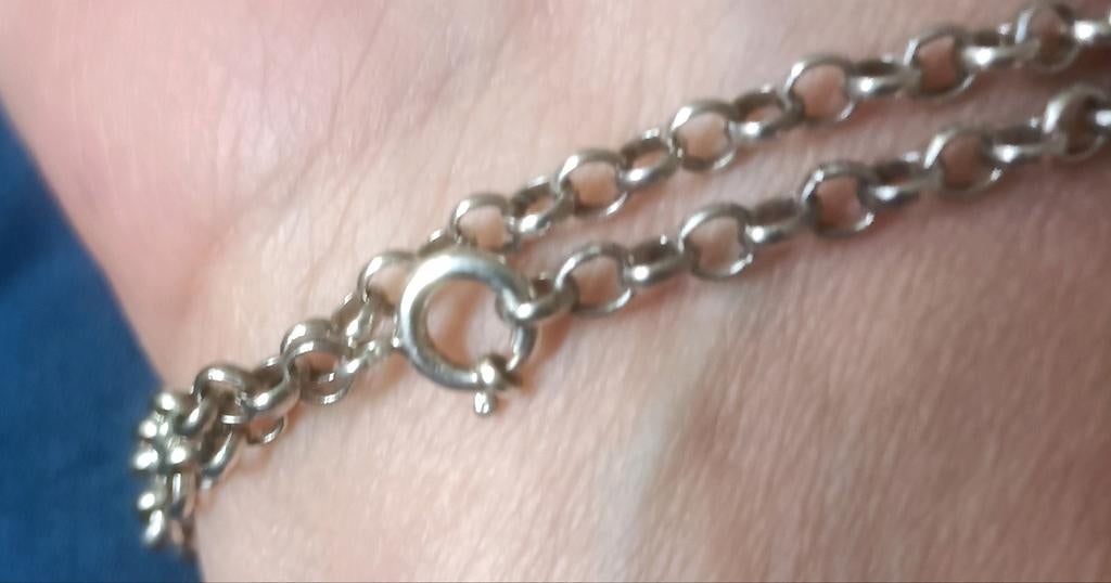 Jasseron ketting zilver . 40,5 cm. Leuk als dubbele armband, Ophalen of Verzenden, Zo goed als nieuw, Zilver, Zilver