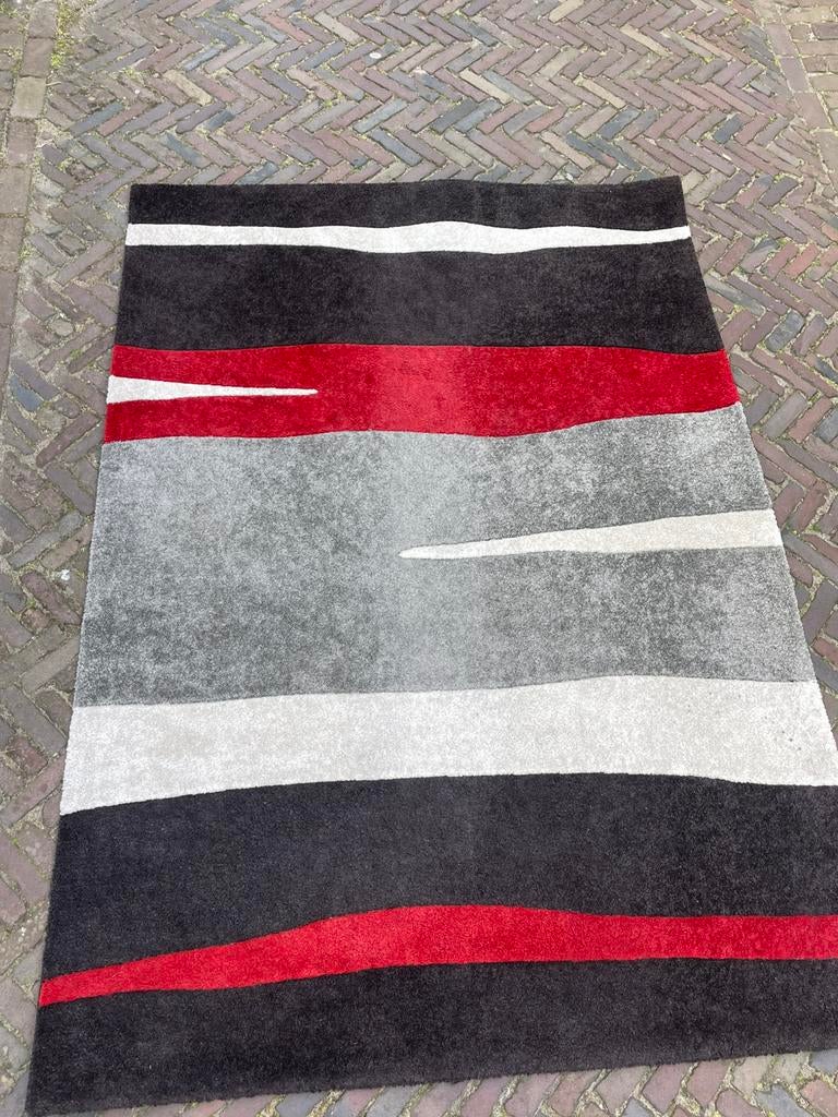 Groot kleed, rood wit zwart grijs, Huis en Inrichting, Ophalen, Gebruikt, 150 tot 200 cm, 200 cm of meer