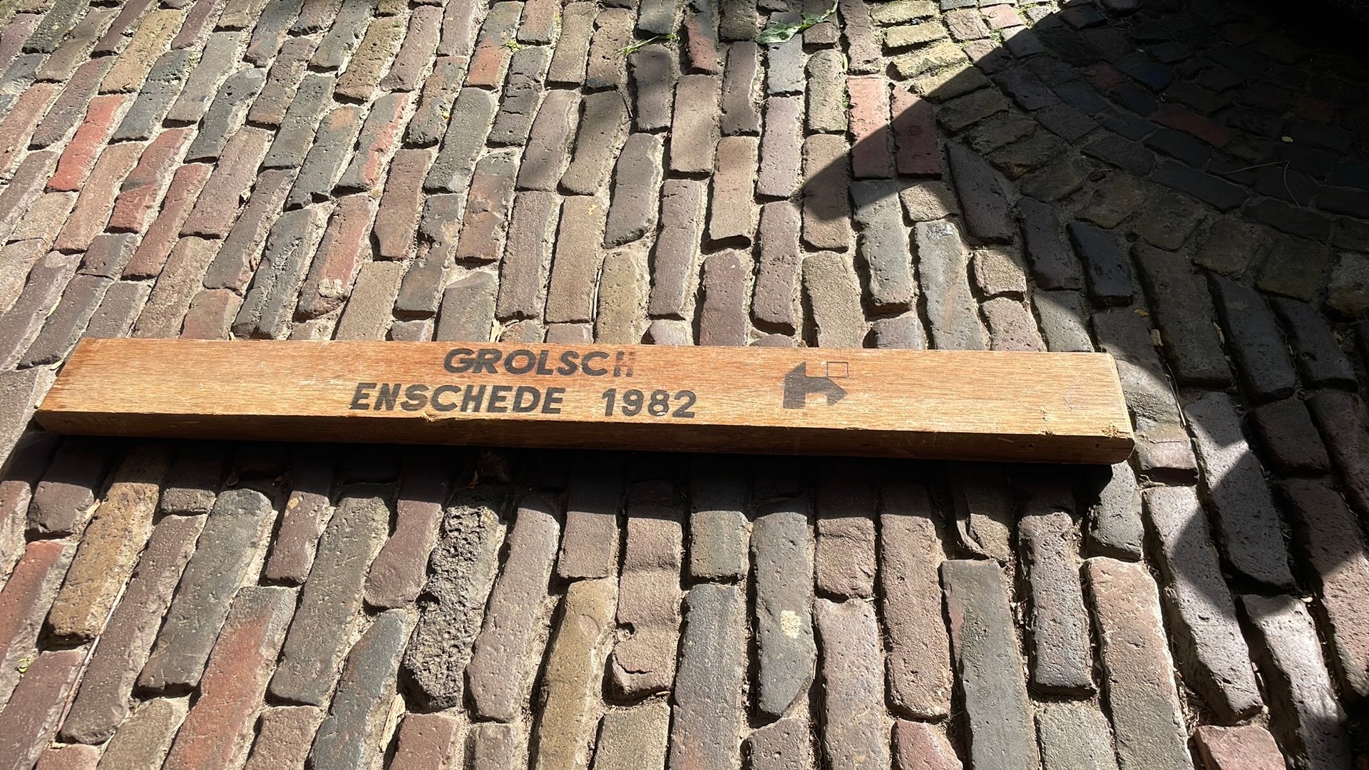 Grolsch Enschede 1928 / houten balk /deco / mancave/ kroeg, Verzamelen, Biermerken, Ophalen of Verzenden, Gebruikt, Reclamebord, Plaat of Schild