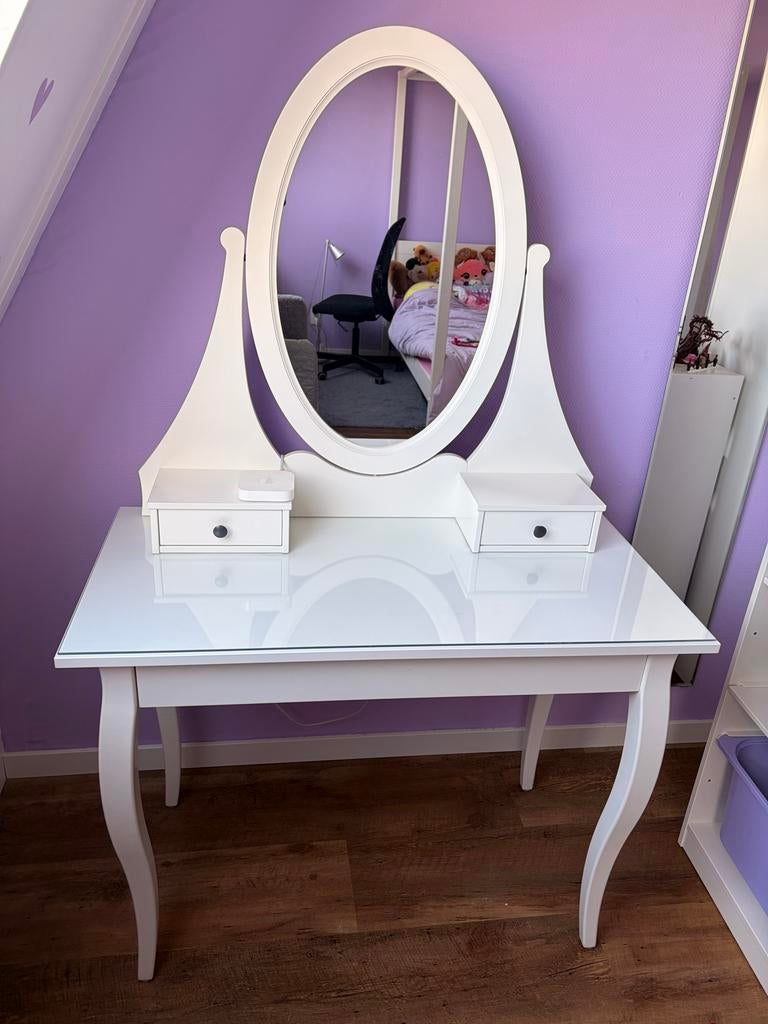 IKEA Hemnes Kaptafel met spiegel en lades, Ophalen, 100 tot 150 cm, 50 tot 100 cm, Zo goed als nieuw