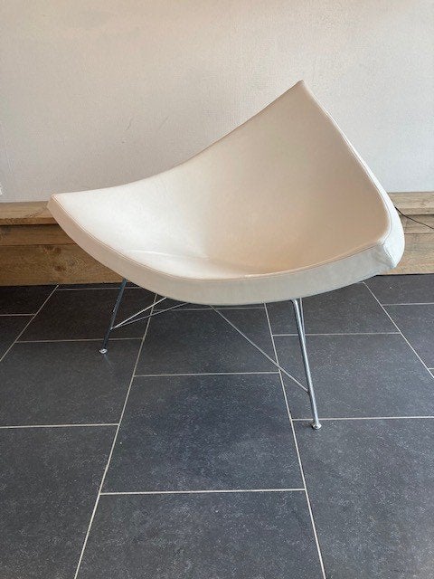 Vitra , George Nelson, Coconut Chair, wit leder, Huis en Inrichting, Fauteuils, Vitra, Design, 75 tot 100 cm, Ophalen of Verzenden