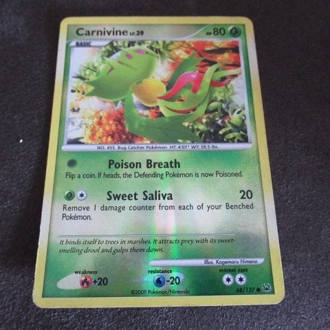 Pokemon kaart carnivine 68/127 2009 glimmend, Ophalen of Verzenden, Gebruikt, Losse kaart