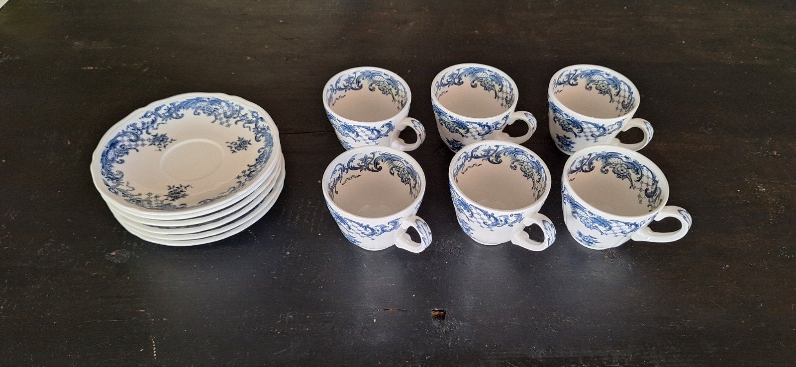 6x Villeroy en Boch Valeria blauw Koffie Kop en schotel, Ophalen of Verzenden, Zo goed als nieuw, Villeroy & Boch, Overige stijlen